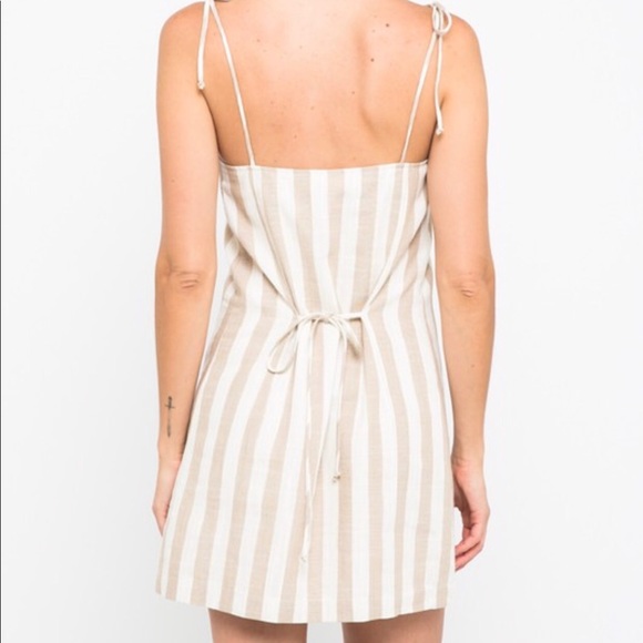 LOWEST Charmer Linen Dress in Natural Stripe - Picture 3 of 6